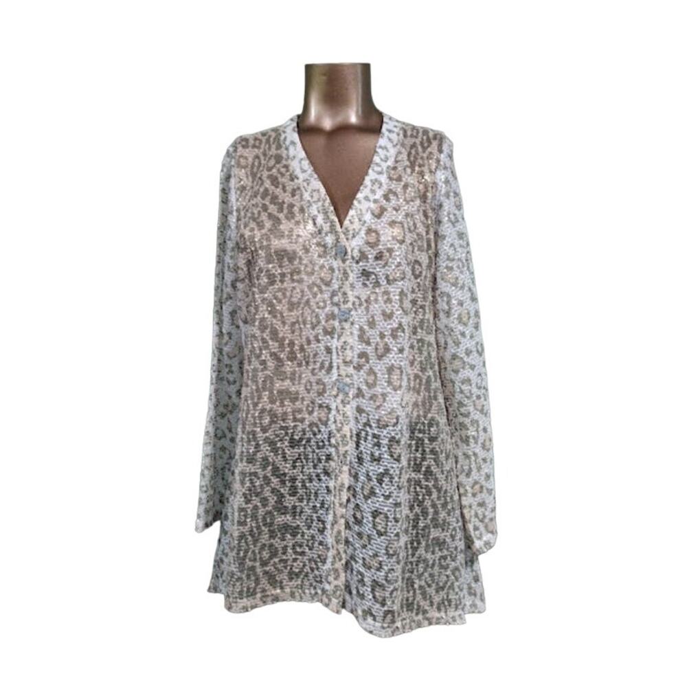 Drapers and Damons Sheer Lace Leopard Print Tunic or Jacket,‎  M
